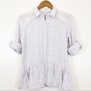 Anthropologie Paper Crane Lace Peplum Top Medium